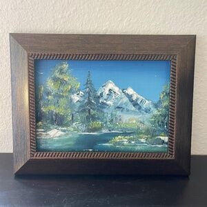Oil on Canvas Painting  Lake & Mountain Landscape Framed